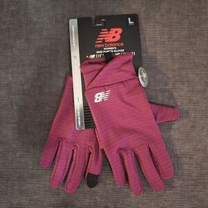 New Balance Women Pink Grid Fleece Touch -Tip Technology Gloves Size Lar…